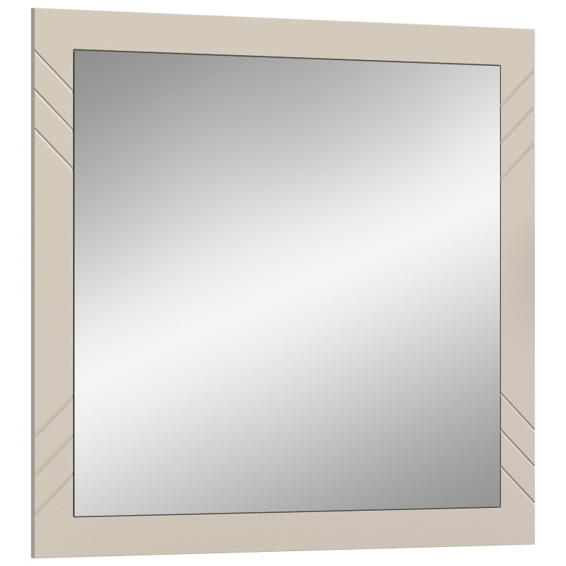 Miroir LUNA – Beige mat – Carré 80x80 cm – À suspendre 