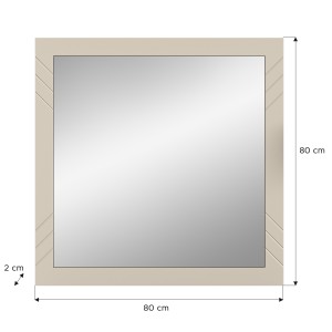 Miroir LUNA – Beige mat – Carré 80x80 cm – À suspendre 