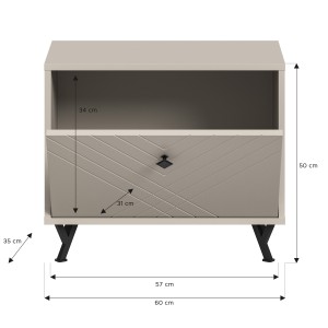 Meuble à chaussures LUNA – Beige mat – 1 abattant – 60x50x35 cm 