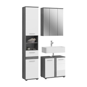 Ensemble de meubles de salle de bain WILLIAM – Gris foncé et blanc – 114x191x34 cm 