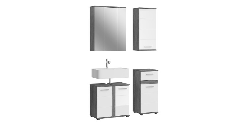 Ensemble de meubles de salle de bain WILLIAM – Gris foncé et blanc – 114x191x34 cm 
