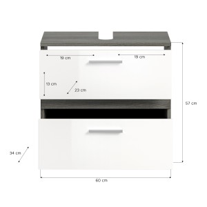 Ensemble de meubles de salle de bain WILLIAM – Gris foncé et blanc – 60x191x34 cm 