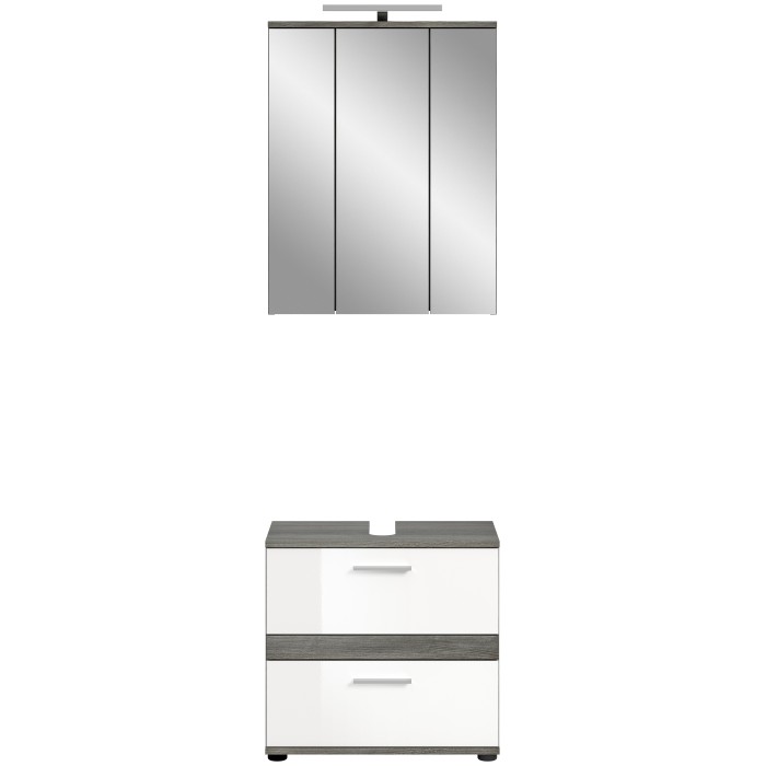 Ensemble de meubles de salle de bain WILLIAM – Gris foncé et blanc – 60x191x34 cm – Avec LED 