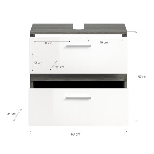 Ensemble de meubles de salle de bain WILLIAM – Gris foncé et blanc – 60x191x34 cm – Avec LED 