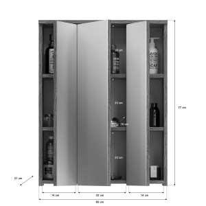 Ensemble de meubles de salle de bain WILLIAM – Gris foncé et blanc – 60x191x34 cm – Avec LED 