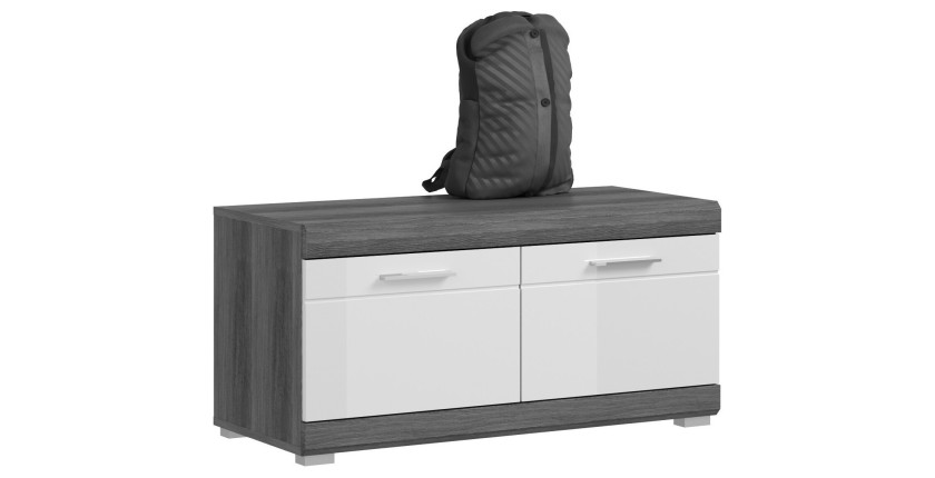 Meuble à chaussures SCOTT – Gris foncé et blanc – 90x44x40 cm 