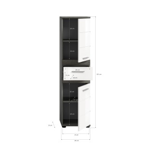 Ensemble de meubles de salle de bain WILLIAM – Gris foncé et blanc – 110x191x34 cm 