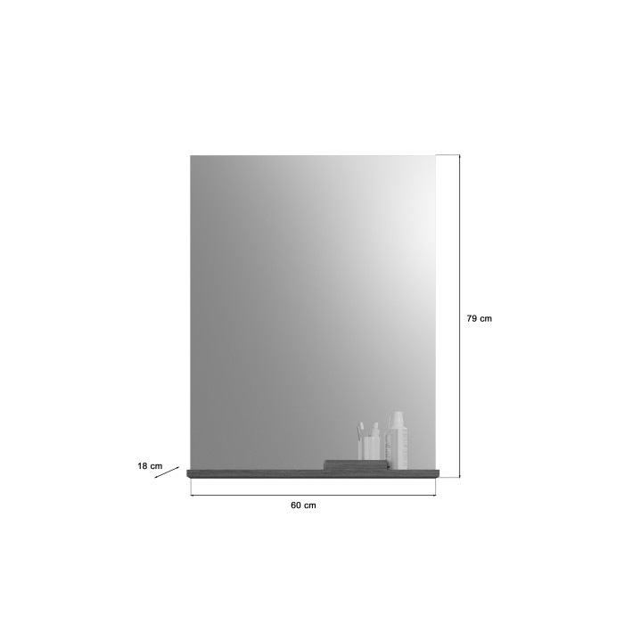 Miroir de salle de bain SCOTT – Gris foncé – 60x79x18 cm 
