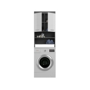 Meuble de rangement SCOTT – Machine à laver – Gris foncé et blanc – 63x191x24 cm 