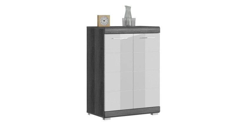 Buffet SCOTT – 2 portes – Gris foncé et blanc – 60x85x37 cm 