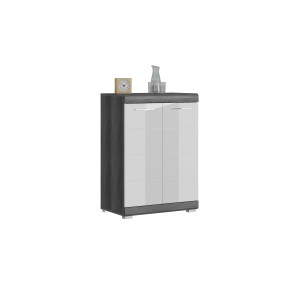 Buffet SCOTT – 2 portes – Gris foncé et blanc – 60x85x37 cm 