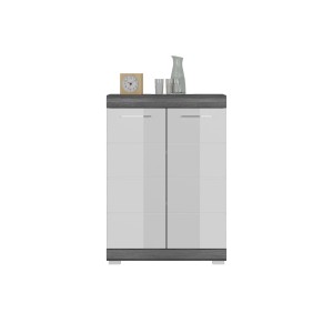 Buffet SCOTT – 2 portes – Gris foncé et blanc – 60x85x37 cm 