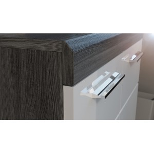 Buffet SCOTT – 4 portes et 4 tiroirs – Gris foncé et blanc – 165x85x37 cm 