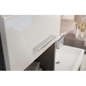 Ensemble salle de bain SCOTT – Meuble sous vasque, miroir, colonne et 2 demi-colonnes – Gris foncé et blanc 