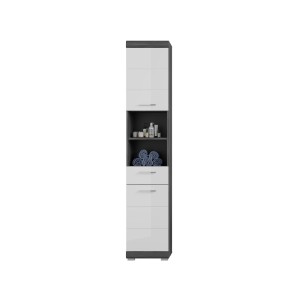 Meuble sous vasque + meuble de rangement avec miroir et LED + colonne + 2 demi colonne 