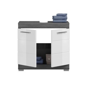 Meuble sous vasque + meuble de rangement avec miroir et LED + colonne + 2 demi colonne 
