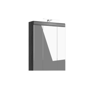 Ensemble salle de bain SCOTT – Meuble sous vasque et armoire de rangement avec miroir LED 