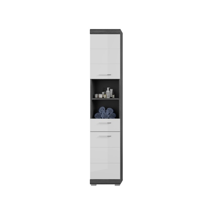 Ensemble salle de bain SCOTT – Meuble sous vasque, miroir, colonne et 2 demi-colonnes 
