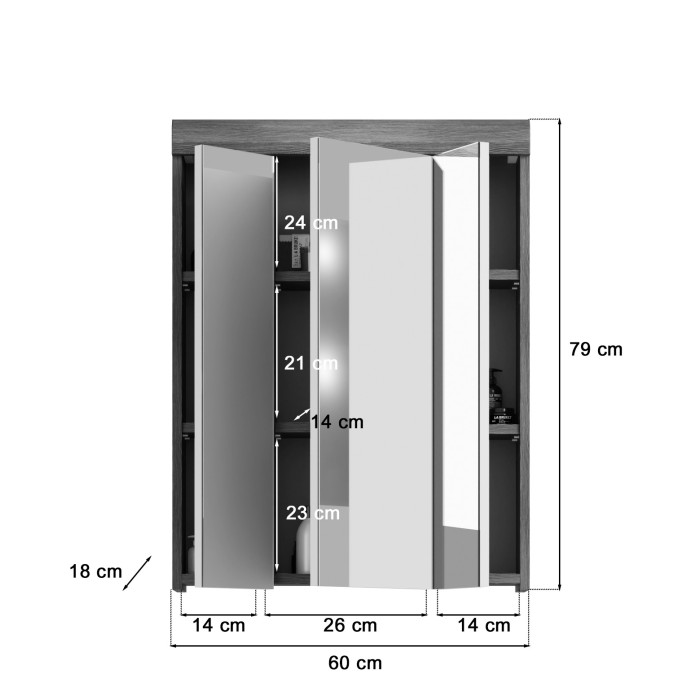 Ensemble salle de bain SCOTT – Meuble sous vasque, miroir LED, colonne et demi-colonnes 