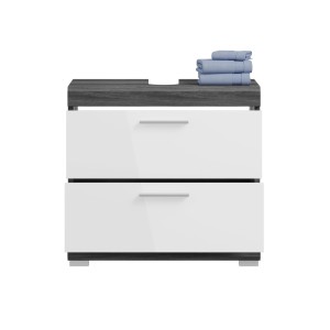 Ensemble salle de bain SCOTT – Meuble sous vasque et rangement avec miroir LED 