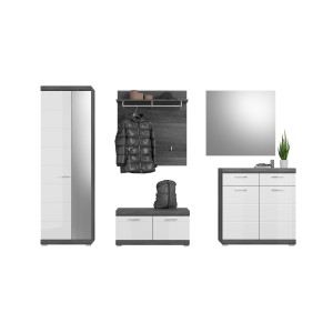 Ensemble d'entrée SCOTT – Meubles de rangement avec miroir et porte-manteaux 