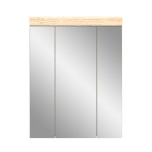 Meuble de rangement avec miroir RIDLEY – Blanc et chêne clair 