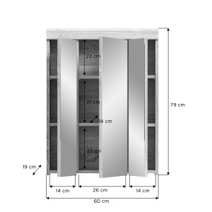 Ensemble de salle de bain LEWOTO – Meuble sous vasque et armoire avec miroir – Blanc et chêne 