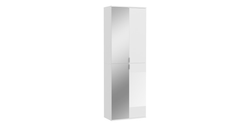 Armoire 4 portes BODITE – 2 portes avec miroirs – Blanc laqué 