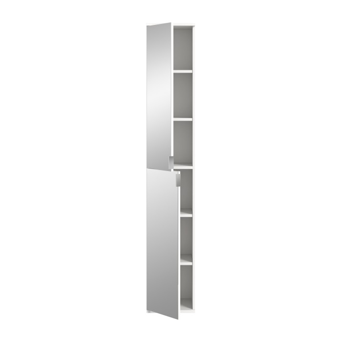 Armoire 4 portes BODITE – 2 portes avec miroirs – Blanc laqué 