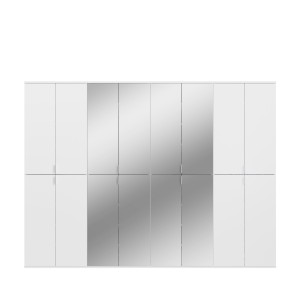 Armoire 16 portes BODITE – 8 portes avec miroirs – Blanc laqué 