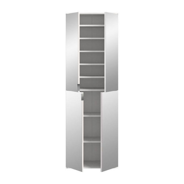 Armoire 8 portes BODITE – 4 portes avec miroirs – Blanc laqué 
