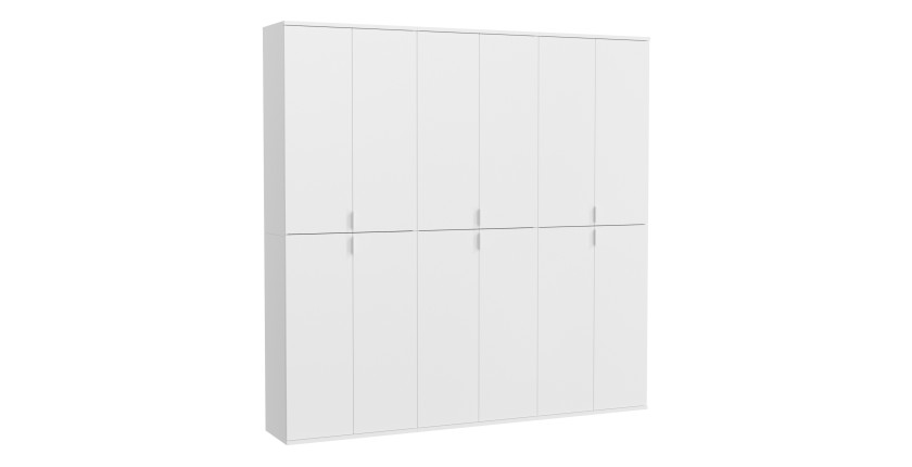 Armoire de rangement 12 portes BODITE – Blanc laqué – Design moderne 