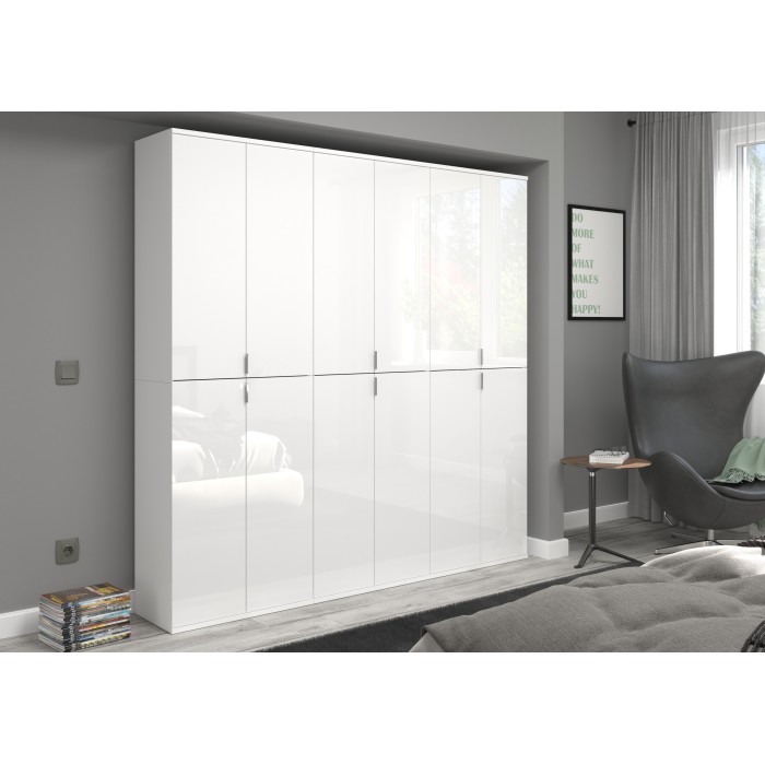 Armoire de rangement 12 portes BODITE – Blanc laqué – Design moderne 