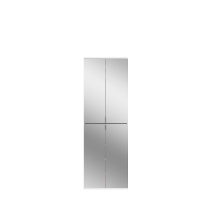 Armoire de rangement 8 portes BODITE – Blanc laqué – 4 portes avec miroirs 