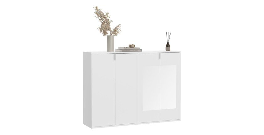 Buffet BODITE – 4 portes – Blanc laqué – Design moderne 