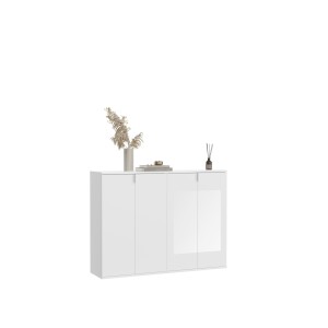 Buffet BODITE – 4 portes – Blanc laqué – Design moderne 