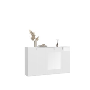 Buffet BODITE – 5 portes – Blanc laqué – Élégance et rangement optimal 