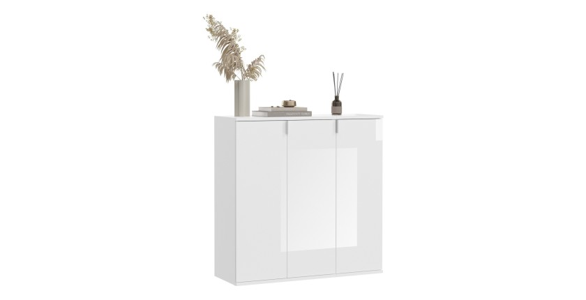 Buffet BODITE – 3 portes – Blanc laqué – Design compact et moderne 