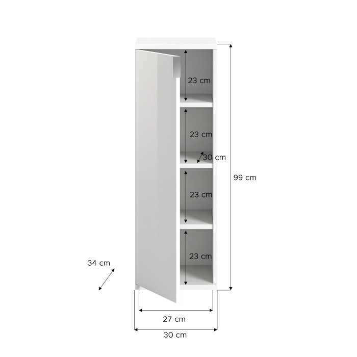 Meuble de rangement BODITE – 1 porte – Blanc laqué – Compact et moderne 