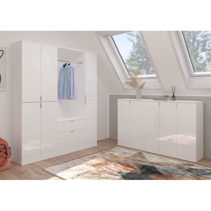 Meuble de rangement BODITE – 1 porte – Blanc laqué – Compact et moderne 