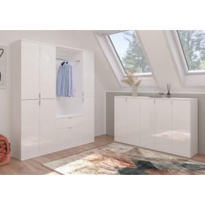 Meuble de rangement BODITE – 2 portes – Blanc laqué – Compact et pratique 