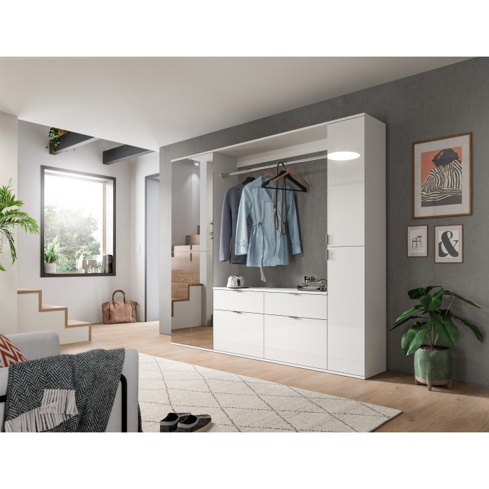Meuble de rangement BODITE – 4 tiroirs – Blanc laqué – Élégance et rangement optimal 
