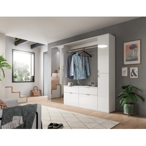 Meuble de rangement BODITE – 4 tiroirs – Blanc laqué – Élégance et rangement optimal 