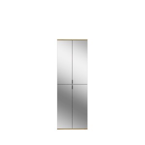 Armoire de rangement BODITE – 6 portes avec miroirs – Chêne clair – Élégance et fonctionnalité 