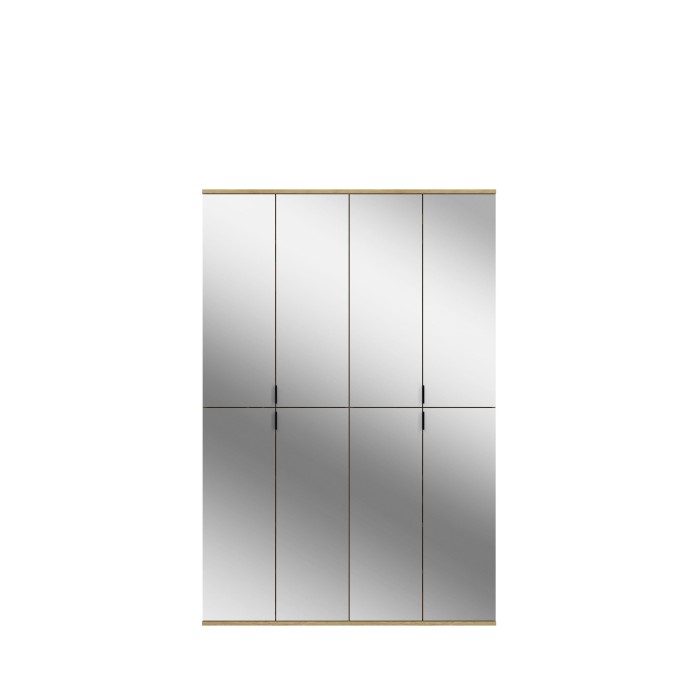 Armoire de rangement BODITE – 8 portes avec miroirs – Chêne clair – Élégance et fonctionnalité 