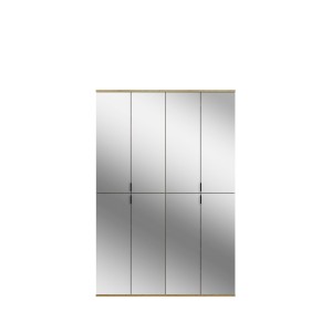 Armoire de rangement BODITE – 8 portes avec miroirs – Chêne clair – Élégance et fonctionnalité 
