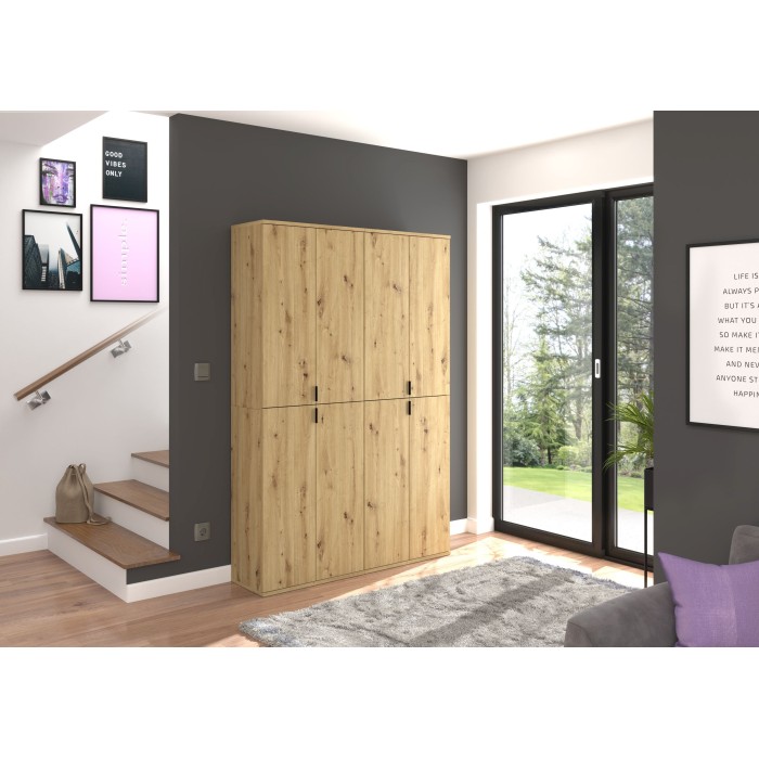 Armoire de rangement BODITE – 8 portes – Chêne clair – Élégance et grande capacité 