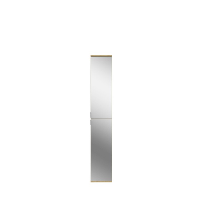 Armoire de rangement BODITE – 4 portes avec miroirs – Chêne clair 