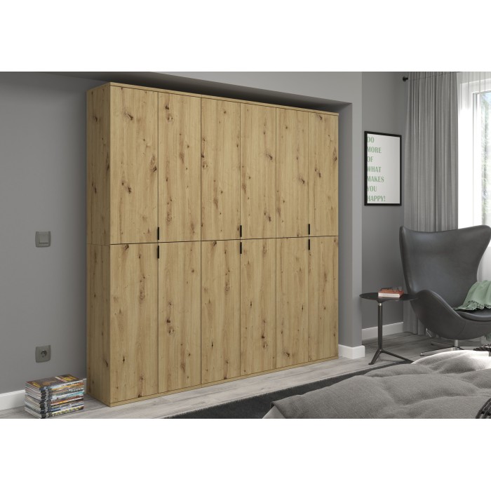 Armoire de rangement BODITE – 12 portes – Chêne clair 