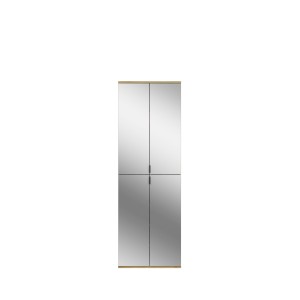 Armoire de rangement 8 portes avec miroirs + penderie + tiroirs – Chêne clair – BODITE 